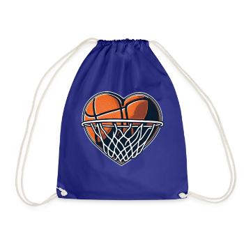 Basketball Love Heart for World Champion Fans Players - Drawstring Bag - royal blue - Front