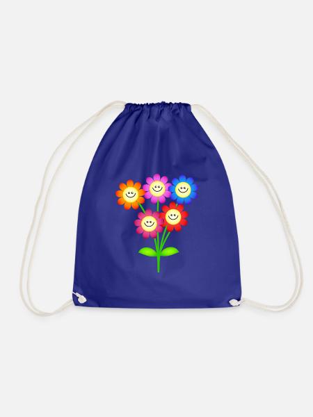Lächelnde glückliche Gänseblümchen Blume - Turnbeutel - Königsblau
