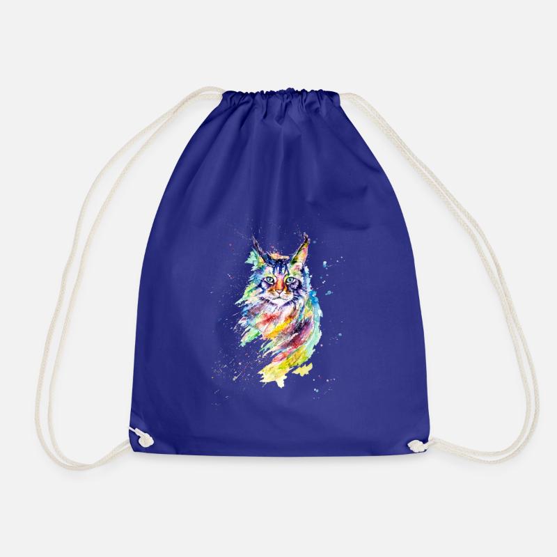 Bunte Aquarell Katze - Turnbeutel - Königsblau