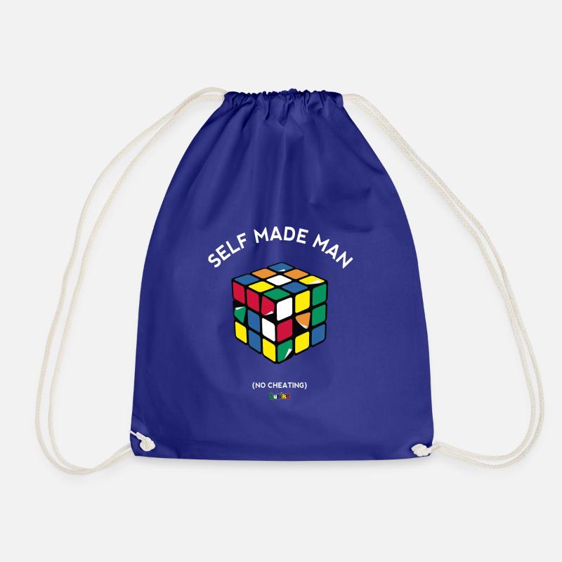 Rubik's Cube Self Made Man No Cheating - Drawstring Bag - royal blue