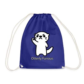 Angry Otter raising his fist - Otterly Furious - Drawstring Bag - royal blue - Front