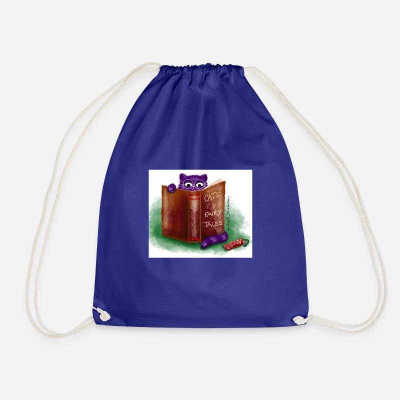 Read cat - Drawstring Bag - royal blue