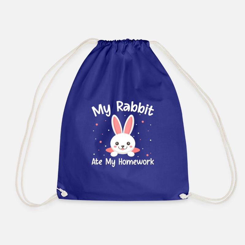 My Rabbit Ate My Homework - Drawstring Bag - royal blue