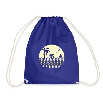beach with palm trees and blue ocean - Sac de sport léger - bleu roi - Devant