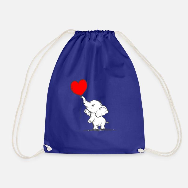 Elephant Heart Balloon - Drawstring Bag - royal blue
