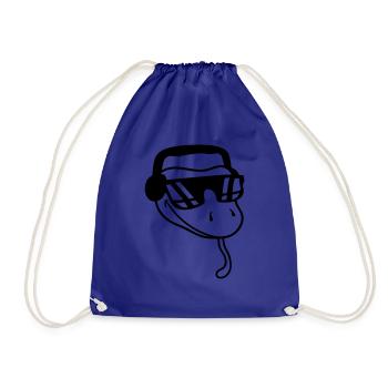 head cool dj music party celebrate sunglasses headphone - Drawstring Bag - royal blue - Front