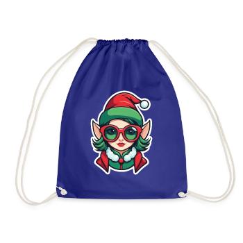 Elf Christmas Drawing - Drawstring Bag - royal blue - Front