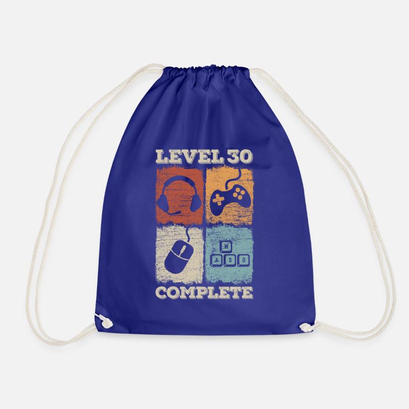 30. Geburtstag Level Complete Gaming - Turnbeutel - Königsblau