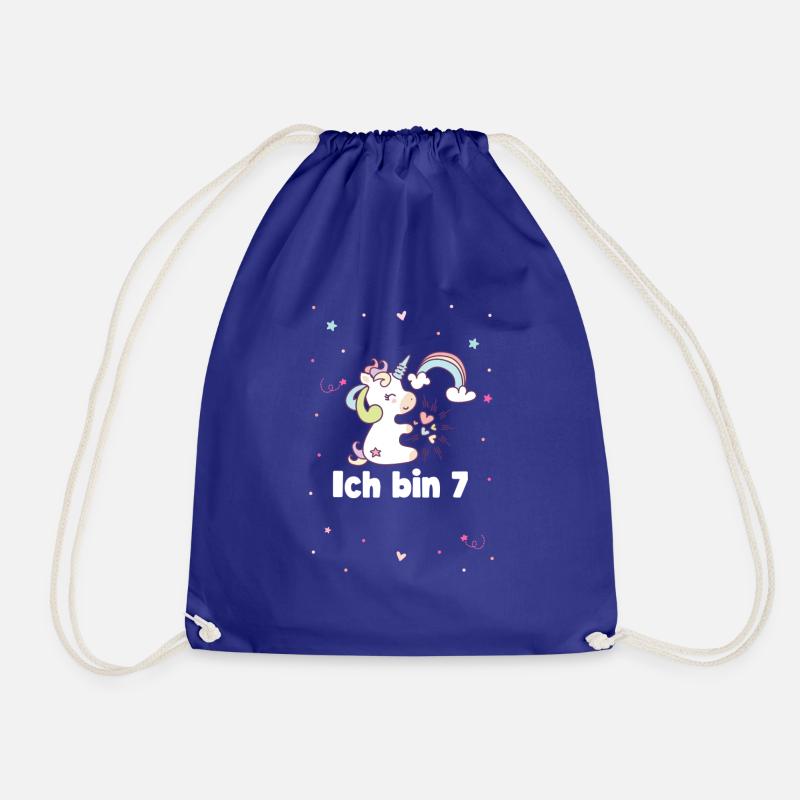 Ich bin 7 Mädchen Einhorn - Turnbeutel - Königsblau