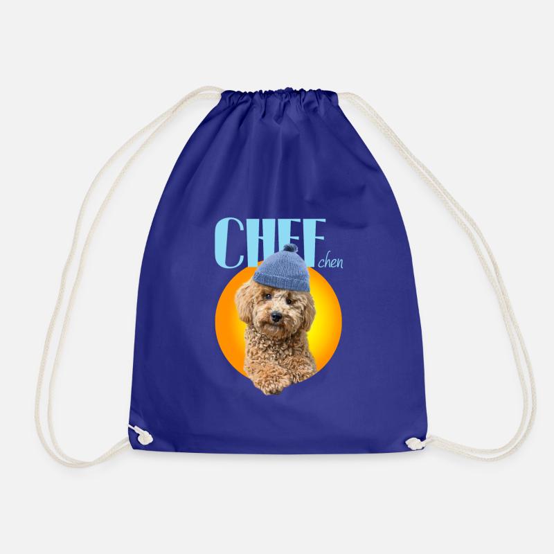 Pudel mit Pudelmütze "Chefchen" - Turnbeutel - Königsblau