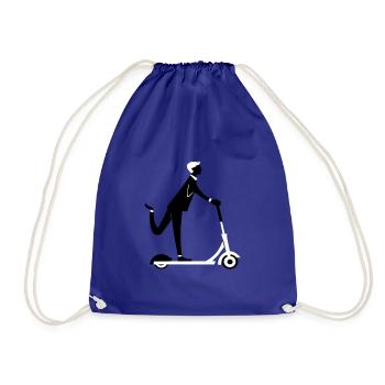 Man on a scooter - Drawstring Bag - royal blue - Front