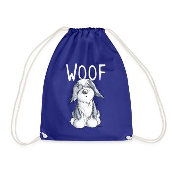 Woof Bearded Collie - Beardie - Geschenk - Comic - Turnbeutel - Königsblau - Vorne