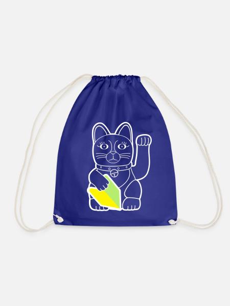Maneki Neko "Wakaba" - Light Contour - Turnbeutel - Königsblau