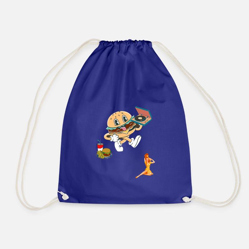 Vintage 1950's Burger - Drawstring Bag - royal blue