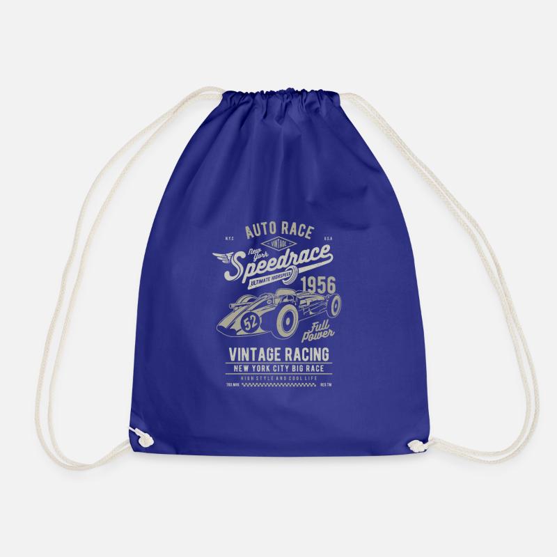 Vintage speedrace car race - Drawstring Bag - royal blue