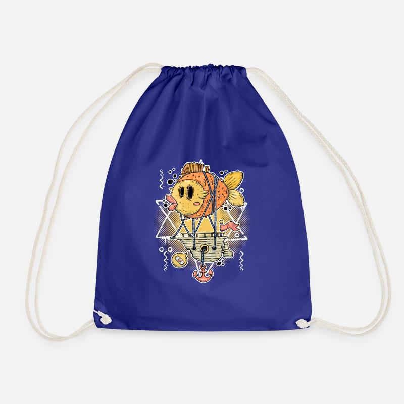 Pirate fish - Drawstring Bag - royal blue