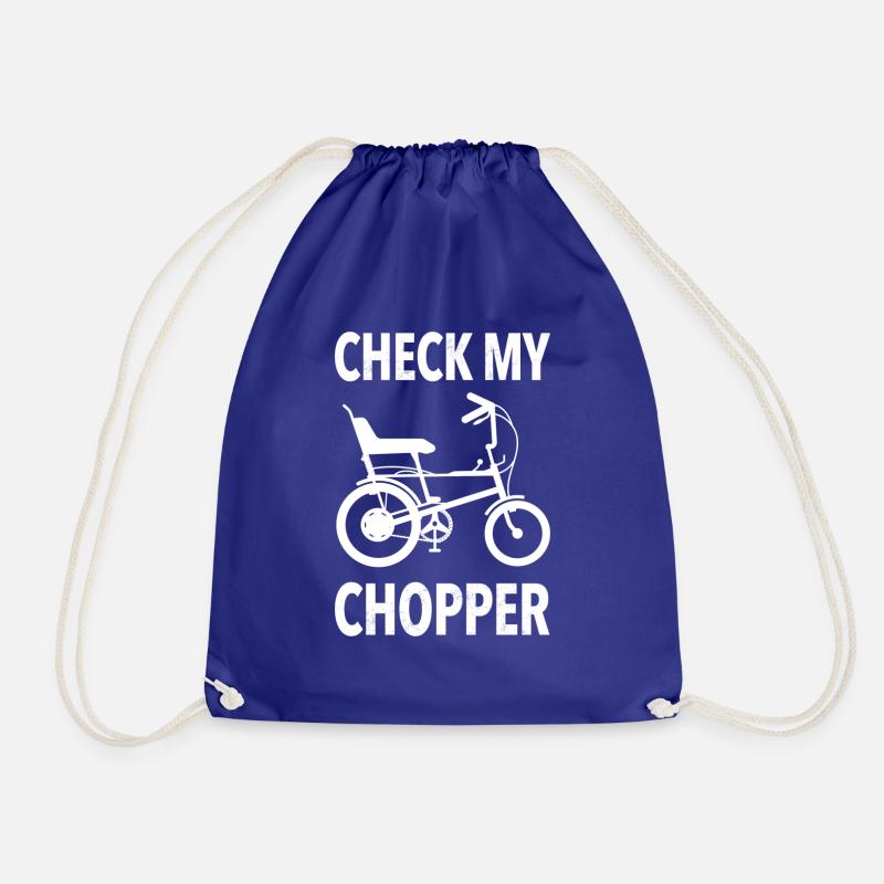 CHECK MY CHOPPER (WHITE) - Drawstring Bag - royal blue