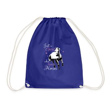 Une fille aime les chevaux en disant l’idée cadeau du cavalier - Sac de sport léger - bleu roi - Devant