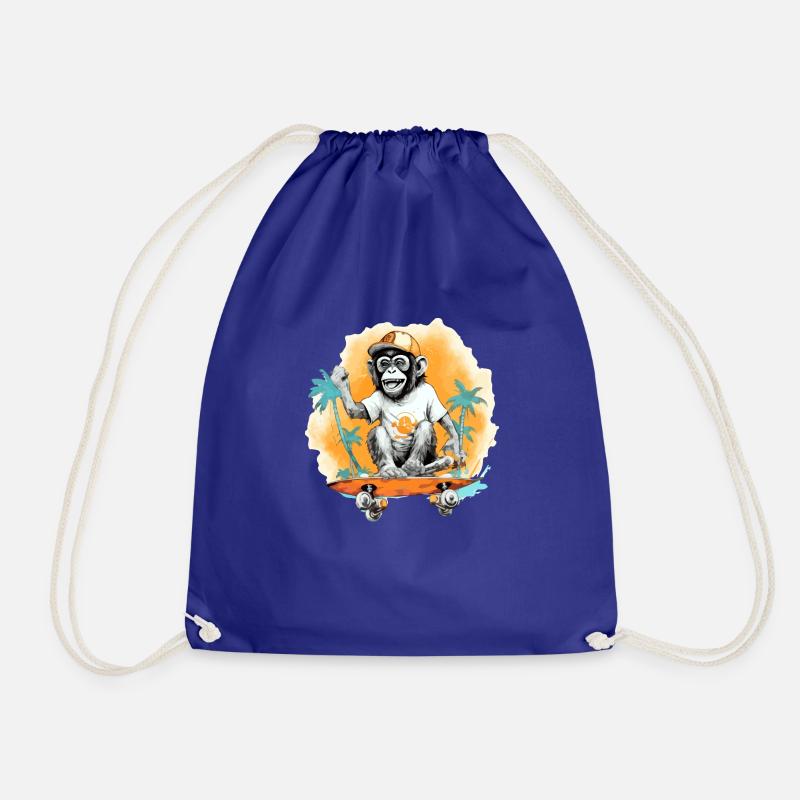 Kiki, der Skater-Affe - Turnbeutel - Königsblau