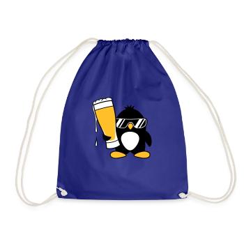 penguin sunglasses party celebrate beer alcohol gla - Drawstring Bag - royal blue - Front