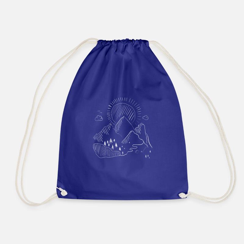 Mountains Drawing - Drawstring Bag - royal blue