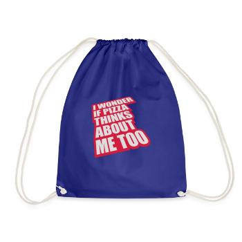 pizza thinks about me - Drawstring Bag - royal blue - Front