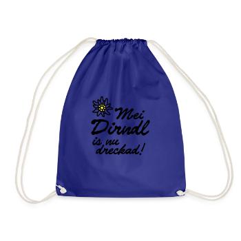 "Mei dirndl is nu dreckad!" | T-Shirts - Drawstring Bag - royal blue - Front