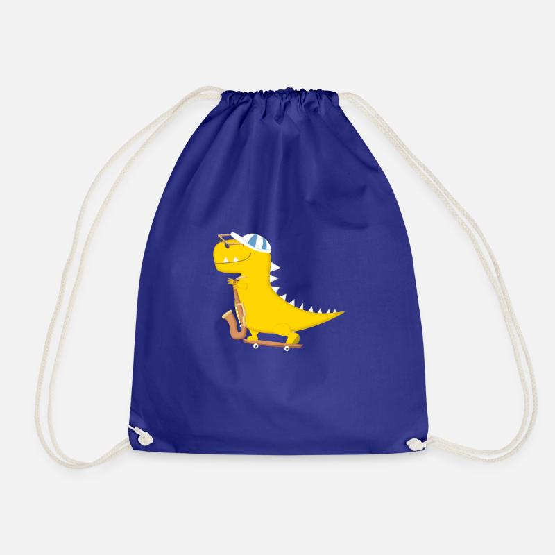 Dinosaur swagg Yellow saxophone cool style - Drawstring Bag - royal blue