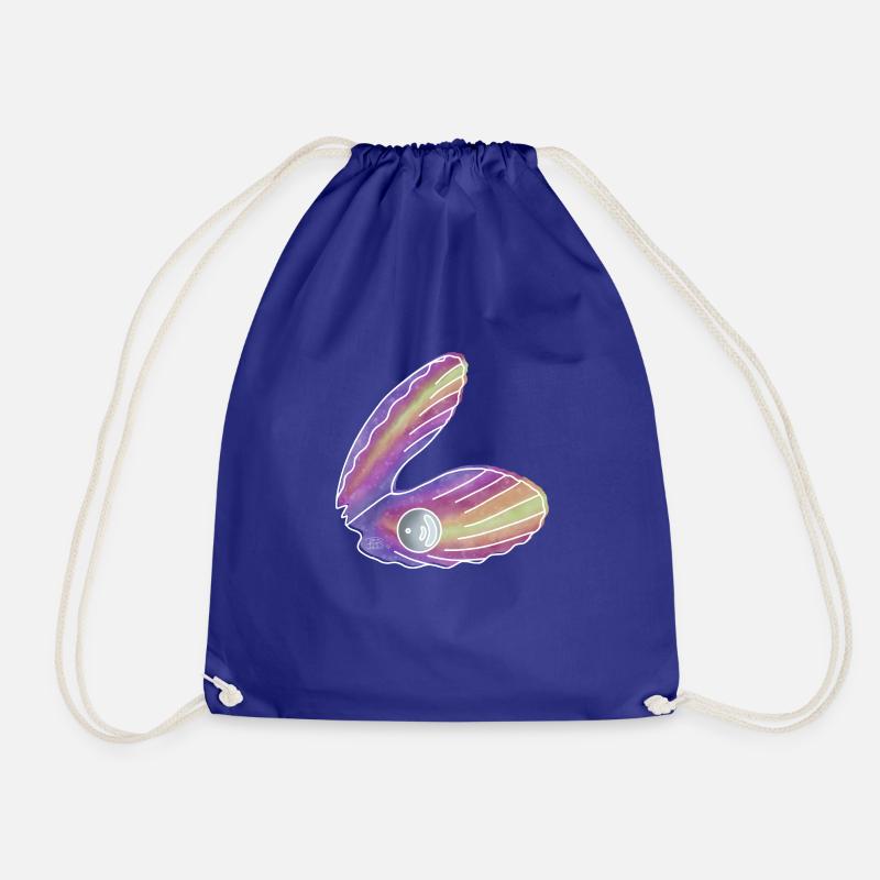 "Muschel mit Perle", Boho Line Art Design, Shells - Turnbeutel - Königsblau