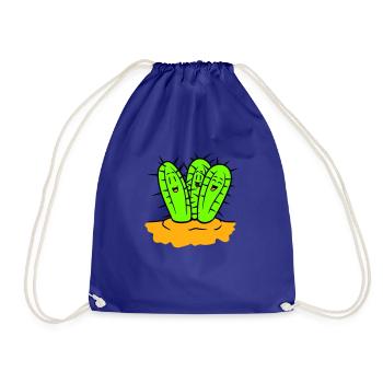 3 Cacti Friends Cactus Faces Prickly Desert - Drawstring Bag - royal blue - Front