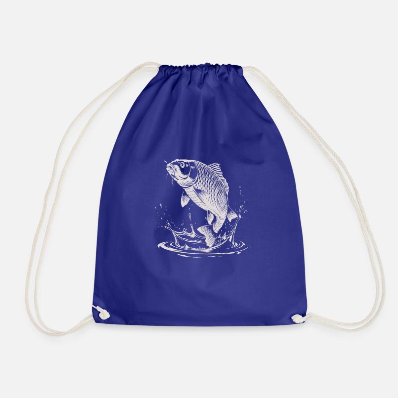 Carp with water splash for anglers - Drawstring Bag - royal blue