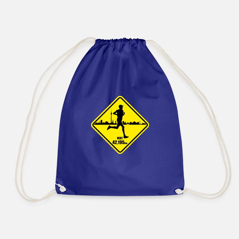 Marathon Road Sign Berlin - Drawstring Bag - royal blue