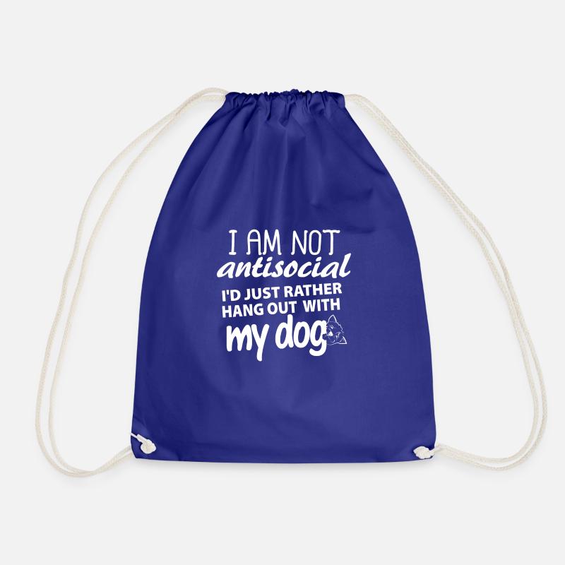 I'd just rather hang out with my dog - Drawstring Bag - royal blue