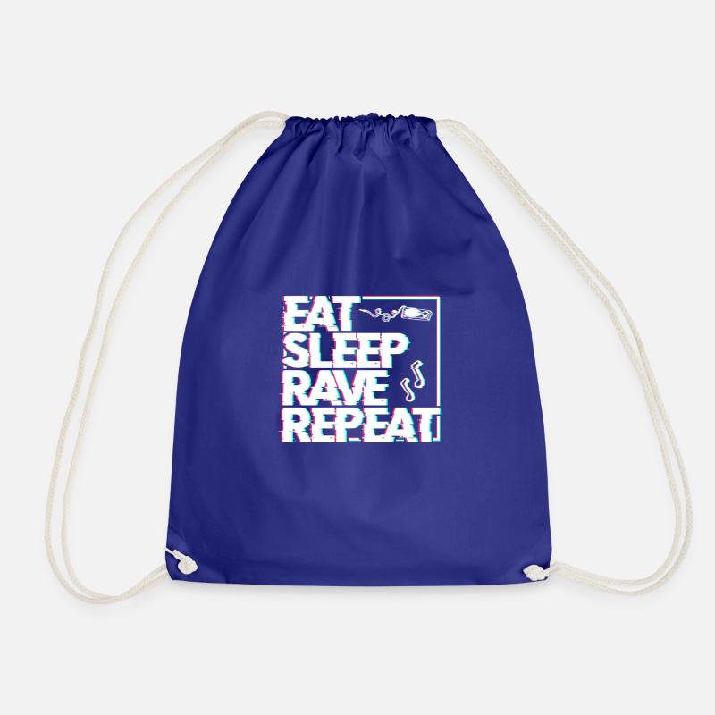Eat sleep rave repeat - Drawstring Bag - royal blue