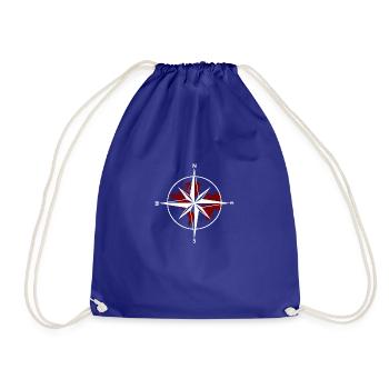 Compass white-red - Drawstring Bag - royal blue - Front