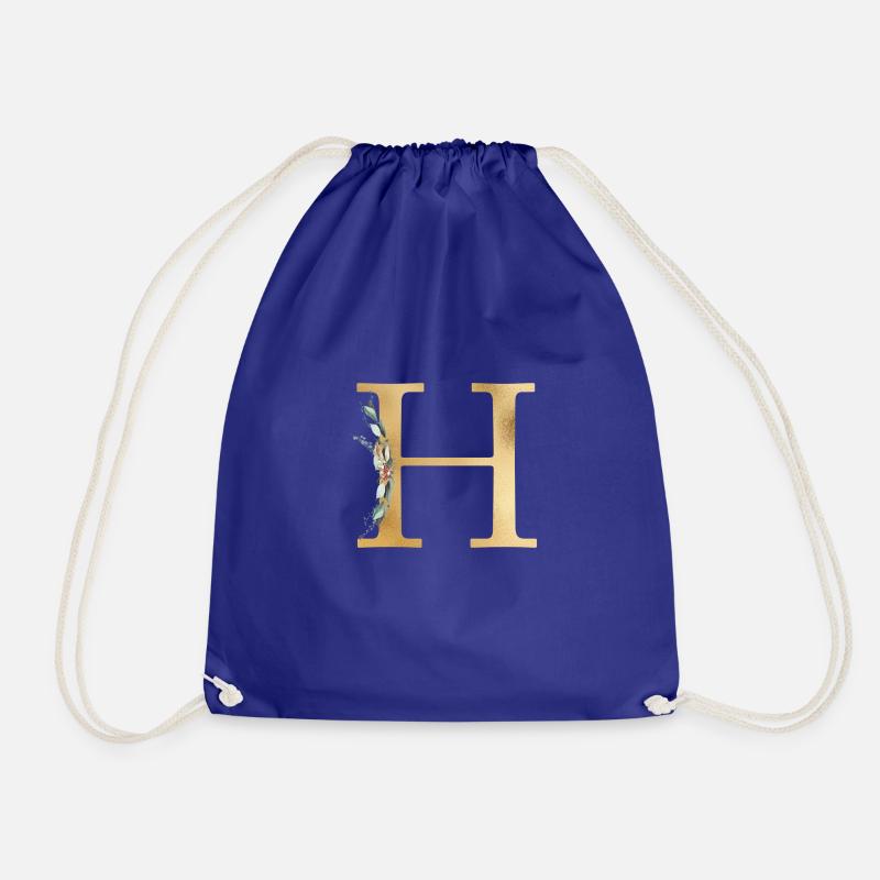 Customizable Monogram H - Drawstring Bag - royal blue