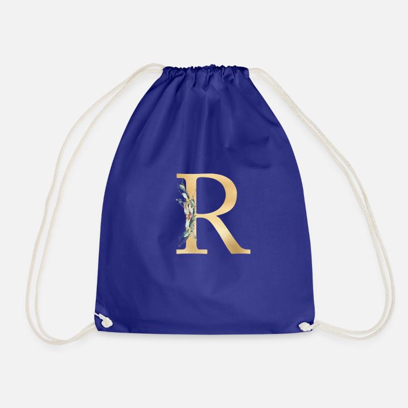 Personalisierbar Monogramm R - Turnbeutel - Königsblau