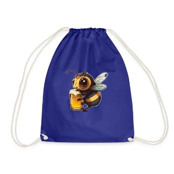 Cute cool bee drinks a glass of beer - Drawstring Bag - royal blue - Front