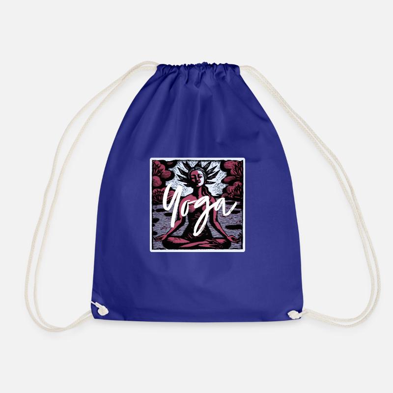 Yoga Padmasana Text - Drawstring Bag - royal blue
