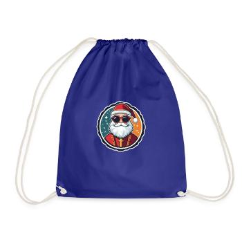 Santa Claus Christmas Drawing - Drawstring Bag - royal blue - Front