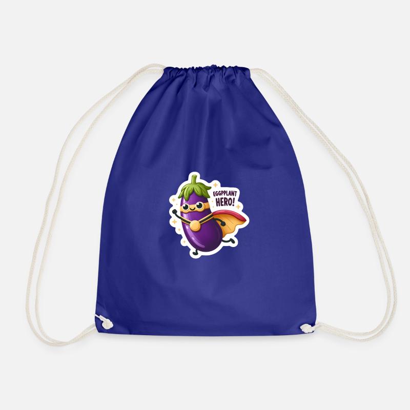Funny Sticker Eggplant Superhero - Drawstring Bag - royal blue
