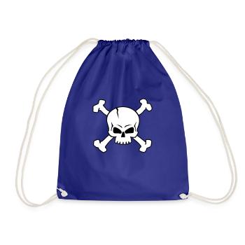 CROSSED SKULL - 2C (W) - Drawstring Bag - royal blue - Front
