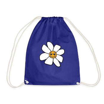 Petit drôle de fleur heureuse visage dessin animé - Sac de sport léger - bleu roi - Devant