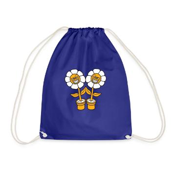 2 fleurs maléfiques Regard méchant Sourire Visage coquin - Sac de sport léger - bleu roi - Devant