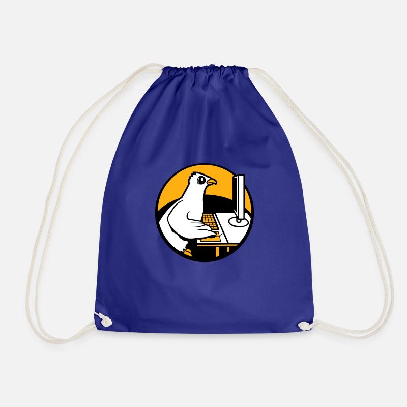 Pigeon Works Office Computer Keyboard Mouse Gamer - Drawstring Bag - royal blue