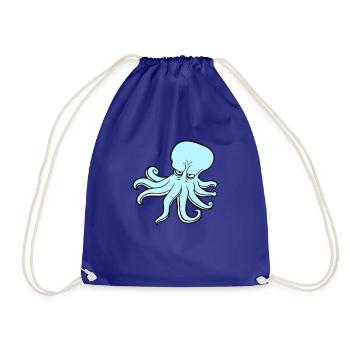 Oktopus Kraken Tintenfisch Kopffüßer Böser Blick - Turnbeutel - Königsblau - Vorne