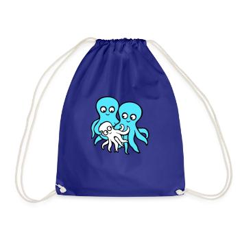 Pieuvre Maman Papa Enfant Bébé Mère Père Famille - Sac de sport léger - bleu roi - Devant