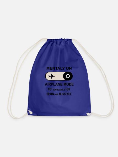 Mentally on Airplane Mode - Drawstring Bag - royal blue
