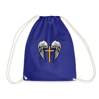 Holy Cross Jesus Christ Wings Angel Heaven - Drawstring Bag - royal blue - Front