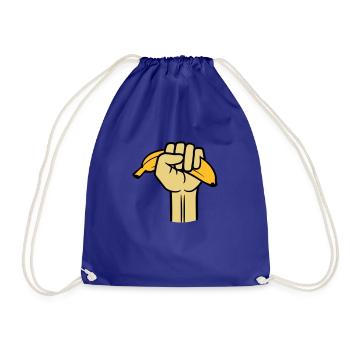 fist banana fruit delicious hunger eat healthy hand - Drawstring Bag - royal blue - Front